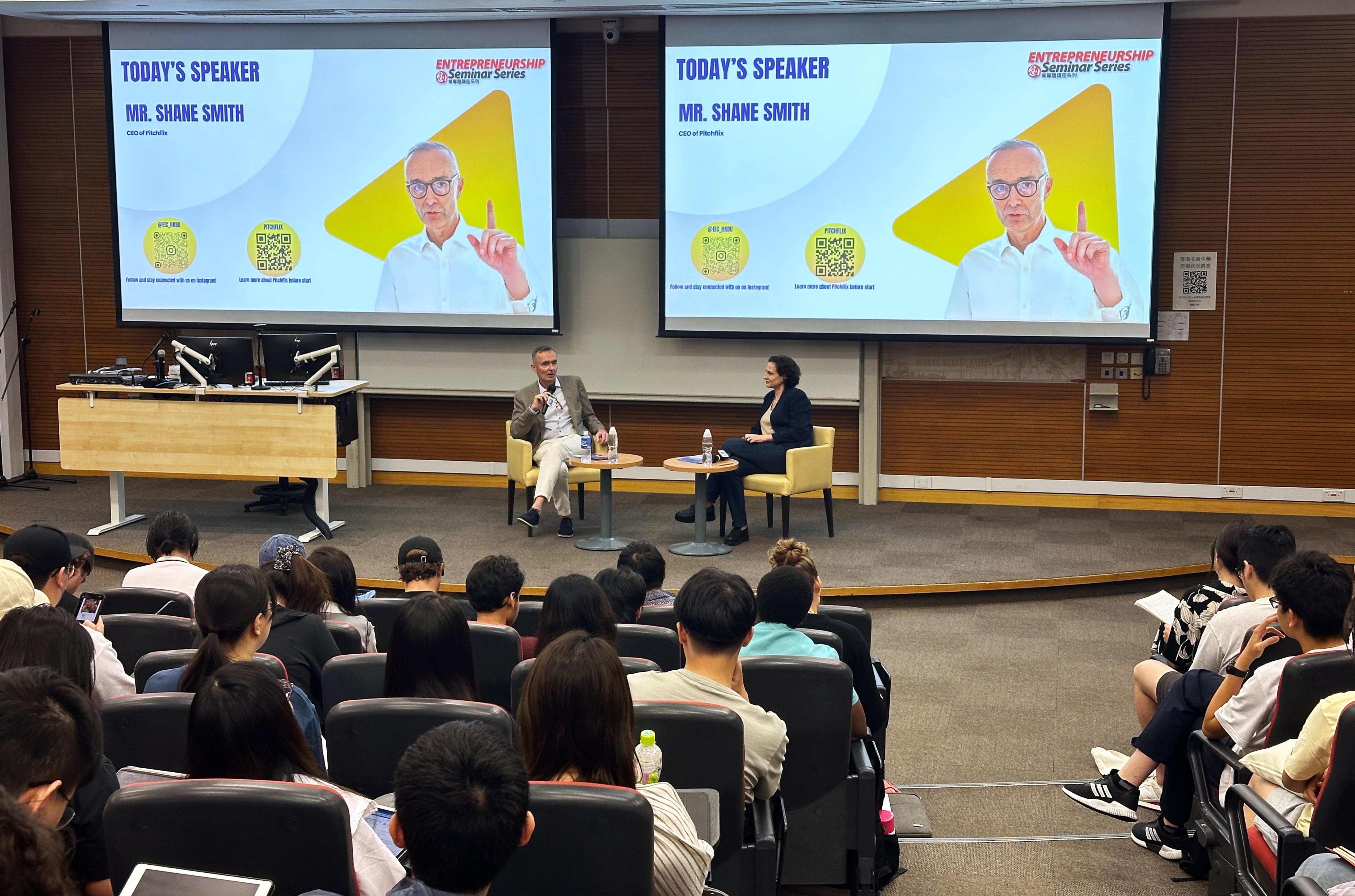 Breaking Free from the 9-to-5: Pitchflix Innovator Shares Entrepreneurial Insights at HKBU School of Business Seminar.